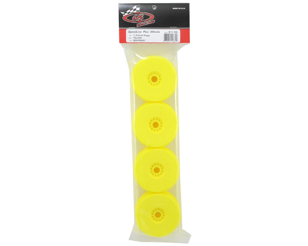 DE Racing PSB8Y Yellow Speedline Plus Buggy Wheels for 1/8 Buggy (4pcs)