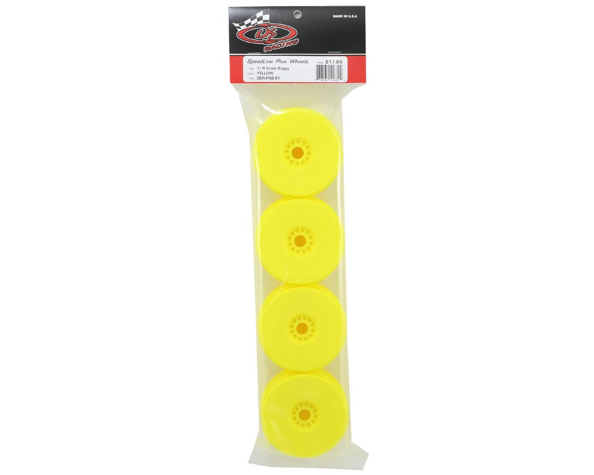 DE Racing PSB8Y Yellow Speedline Plus Buggy Wheels for 1/8 Buggy (4pcs)