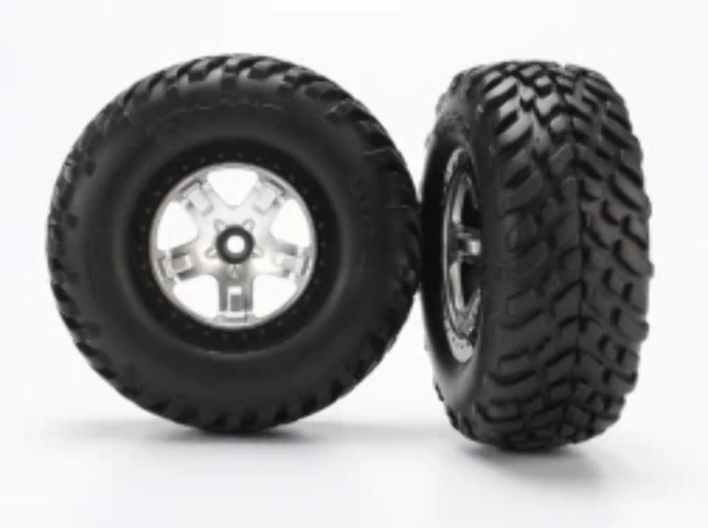 Traxxas 5875X Tire/Wheel Assembled Blk Beadlock Front 2wd (2)
