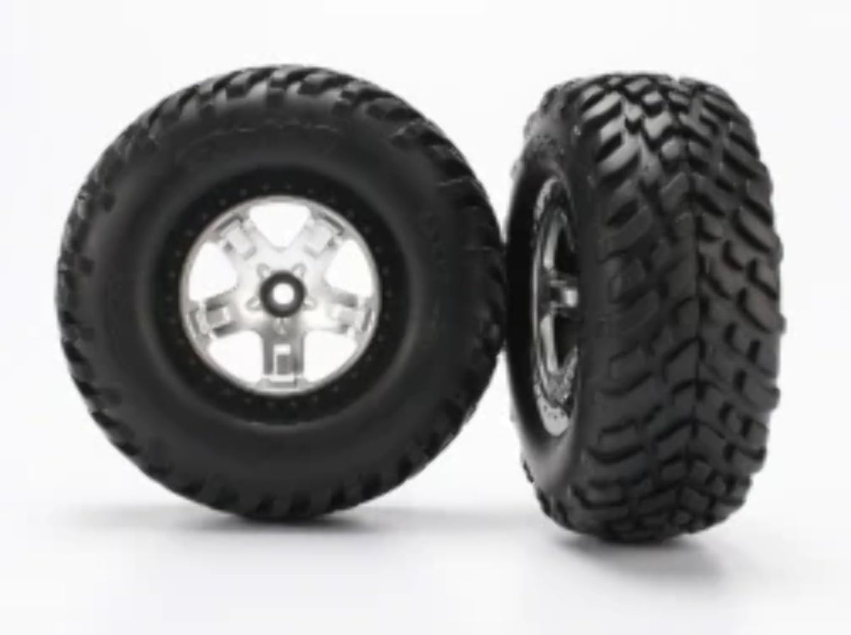 Traxxas 5875X Tire/Wheel Assembled Blk Beadlock Front 2wd (2)