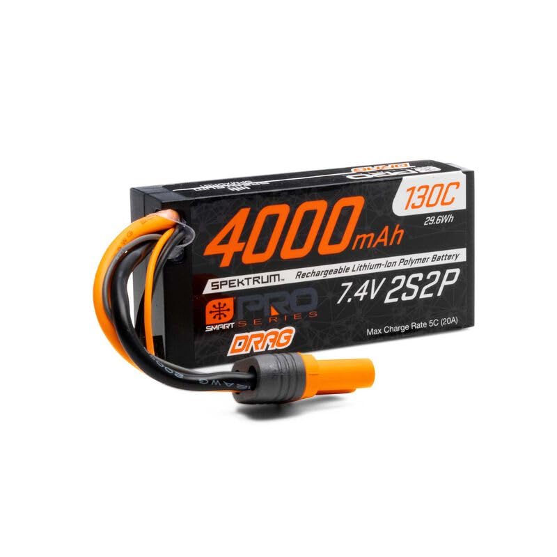 Spektrum SPMXDRB1 4000mAh 2S2P 7.4V 130C Smart Pro Drag LiPo IC5