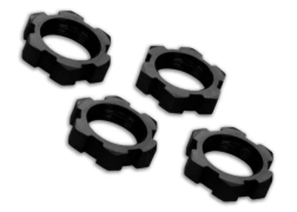 Traxxas 7758A Wheel Nuts, Splined, 17mm, Serrated (Black-Anodized) (4)