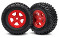Traxxas 7674R SCT Tires & Red Wheels(2) Glued: 1/16 LaTrax Desert Prerunner
