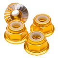 1UP Racing 80562 M4 Flanged & Serrated Aluminum Locknuts, Gold, 4pcs