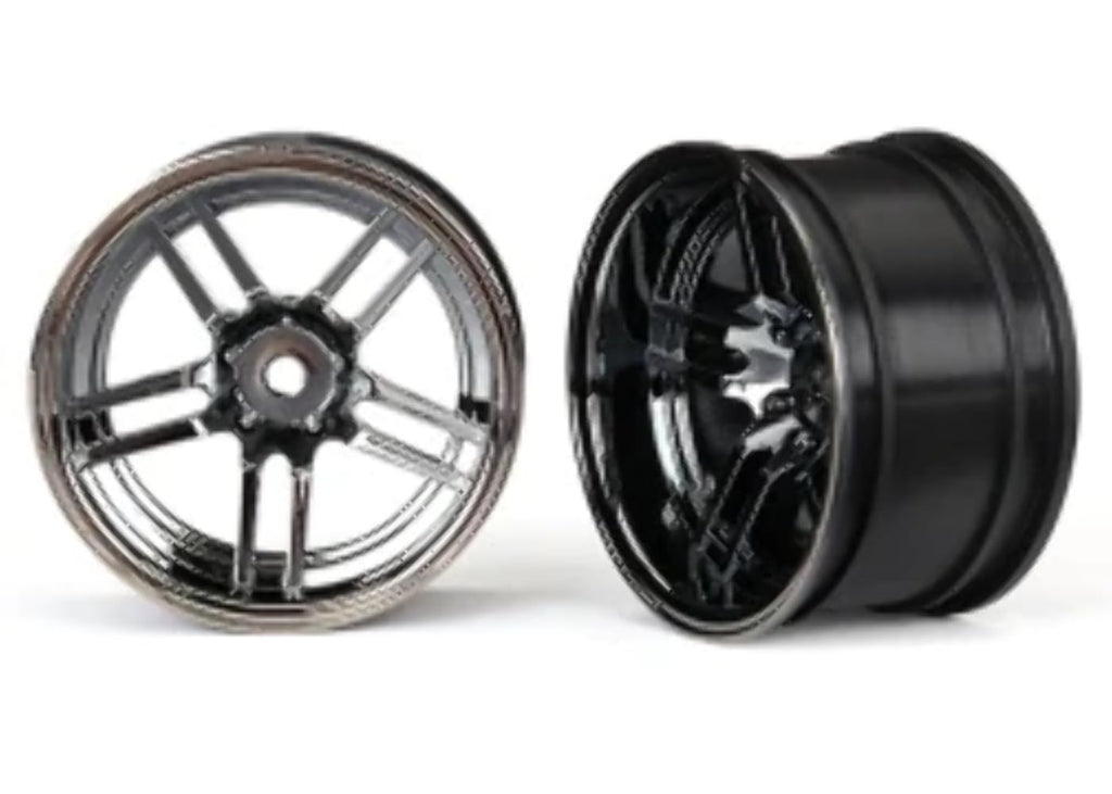 Traxxas 8372 Wheels, 1.9' Split-Spoke (Black Chrome) (Wide, Rear) (2)
