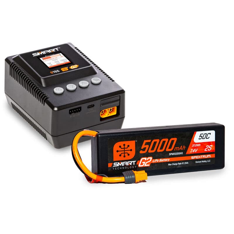 Spektrum SPMXBCB1 Smart Powerstage Surface Bundle: 5000mAh 2S LiPo Battery IC3 / S155 Charger