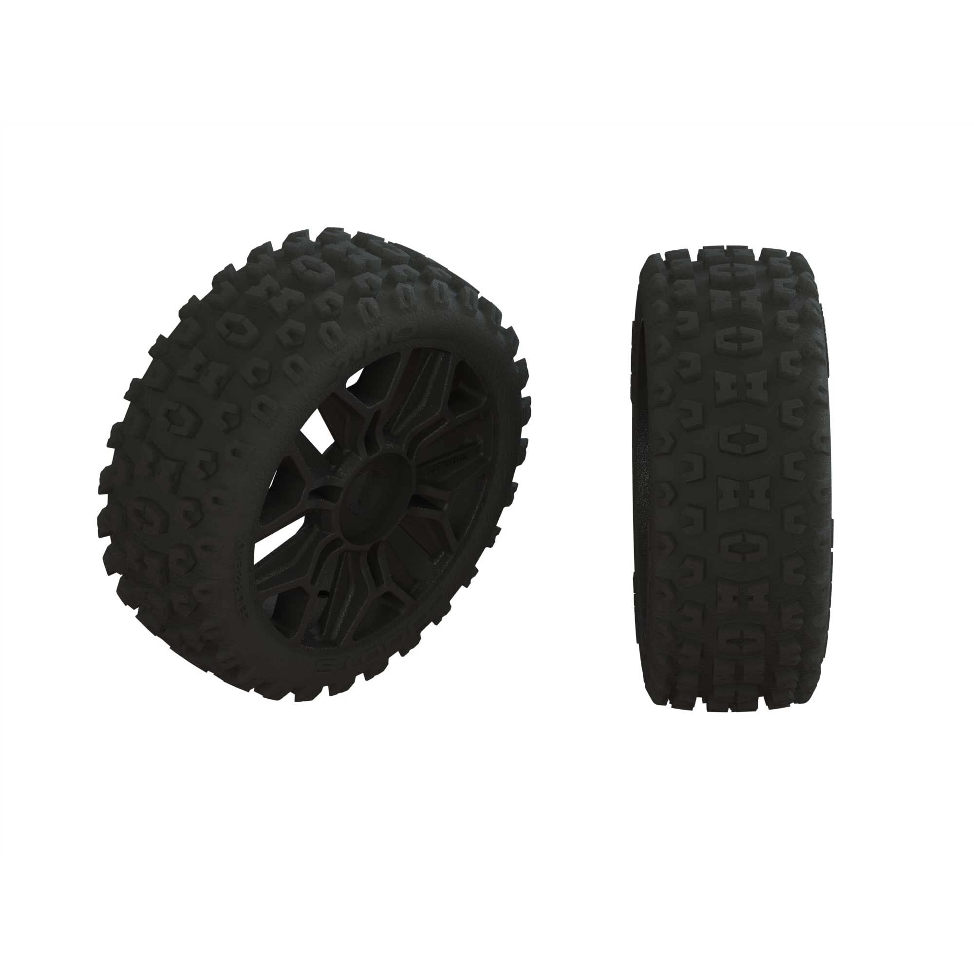 Arrma 550057 2HO Tires Glued Black (2)