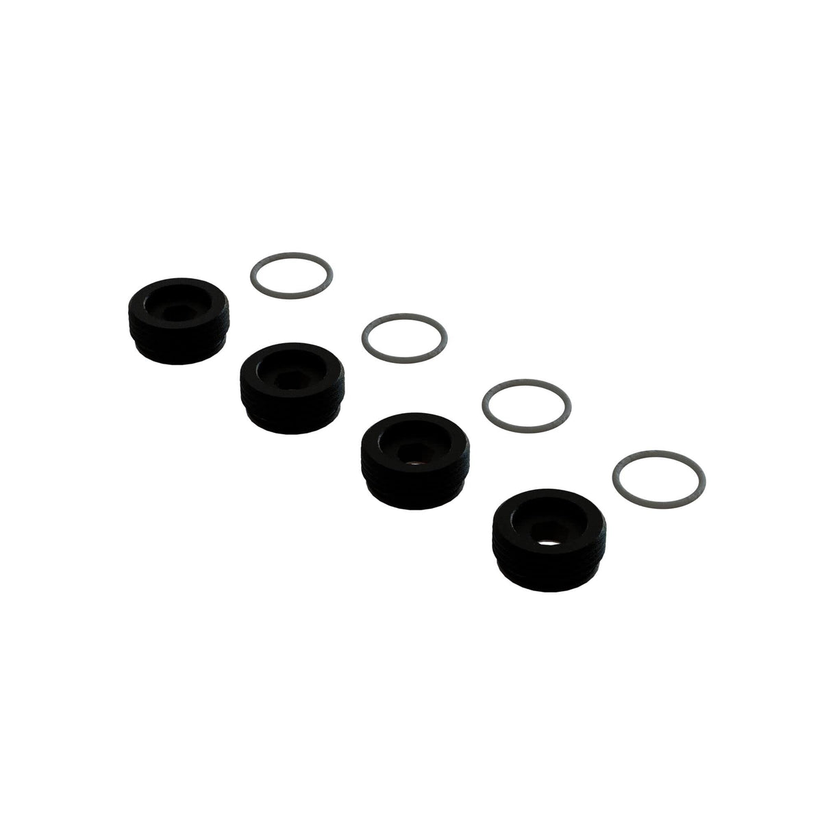 Arrma 330775 Aluminum Front Hub Nut Black Inc. O-Rings (4)