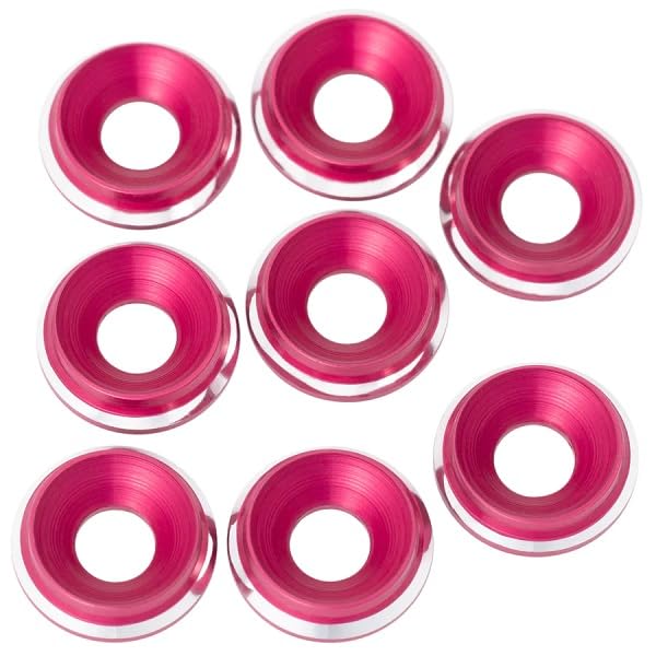 1UP Racing 820419 7075 LowPro Countersunk Washers, M3, Hot Pink Shine, 8