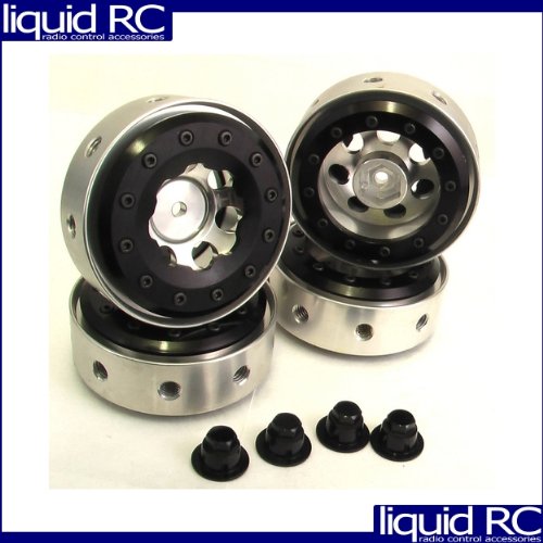 Hot Racing BLW198S08 Silver Beadlock 1.9 Rims Black Rings SCX2