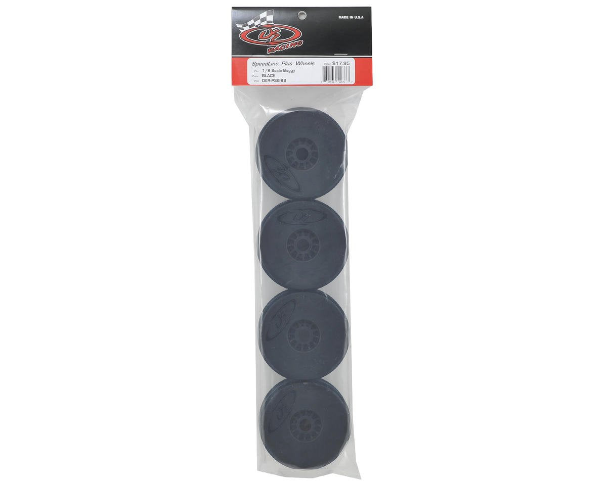 DE Racing PSB8B Black Speedline Plus Buggy Wheels for 1/8 Buggy (4pcs)