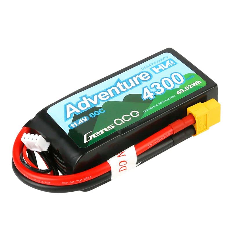 Gens Ace 43003S60X6 11.v 4300 mAh 3S 60C Battery, LiPo: XT60