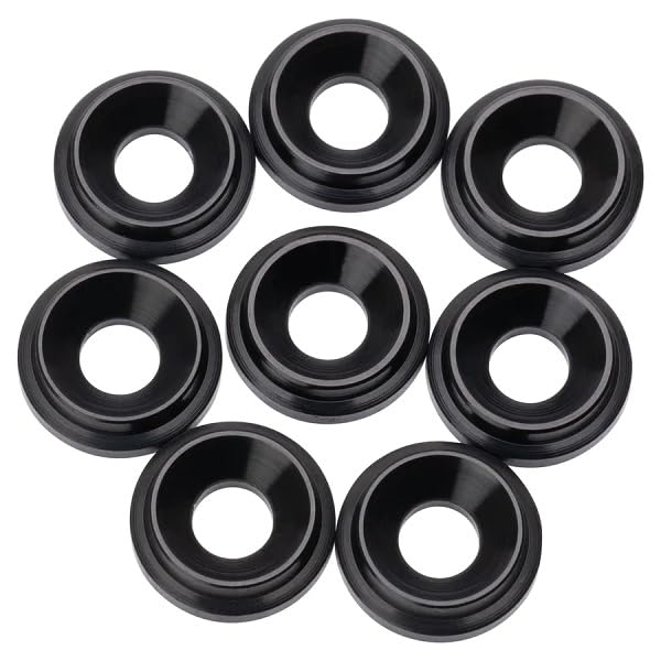 1UP Racing 820009 7075 LowPro Countersunk Washers, M3, Black, 8pcs