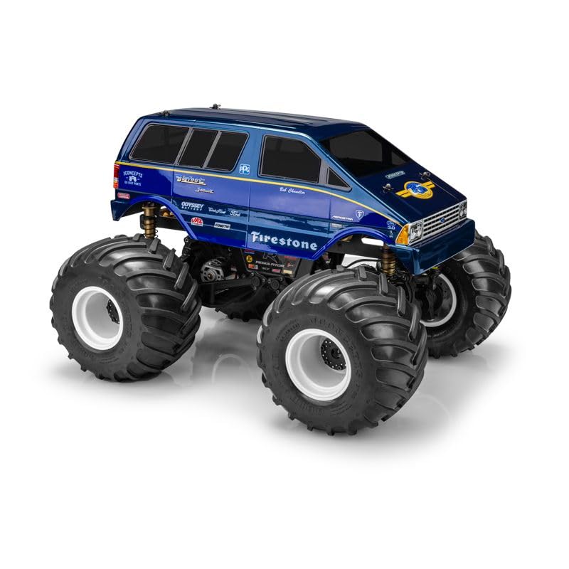 J Concepts 0484 1985 Ford Aerostar Clear Body, BIGFOOT Shuttle, Fits 11" Wheelbase