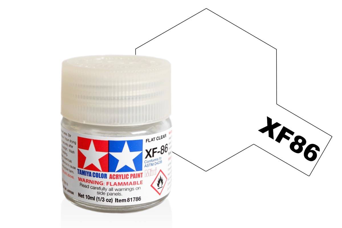 Tamiya 81786 Acrylic Paint Mini XF-86 Flat Clear, 10ml Bottle