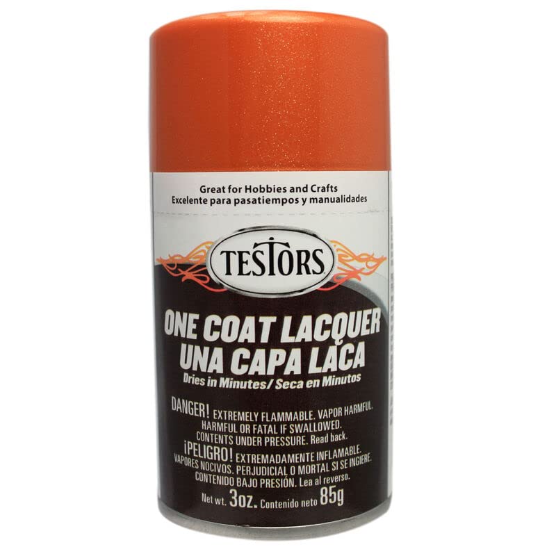 Testors 1831MT One Coat Lacquer Spray Paint - Fiery Orange, 3oz