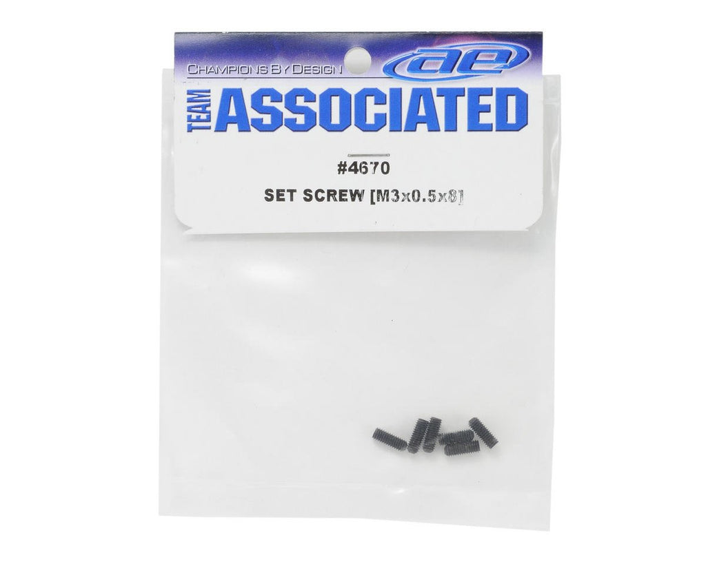 Team Associated 4670 Set Screw M3x0.5x8 (6)