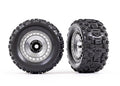Traxxas 9572X Tires/Wheels, 3.8' Satin Chrome Wheels and Wheel Covers, Sledgehammer Tires, Inserts (2)