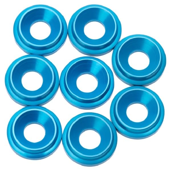1UP Racing 820209 7075 LowPro Countersunk Washers, M3, Bright Blue, 8pcs