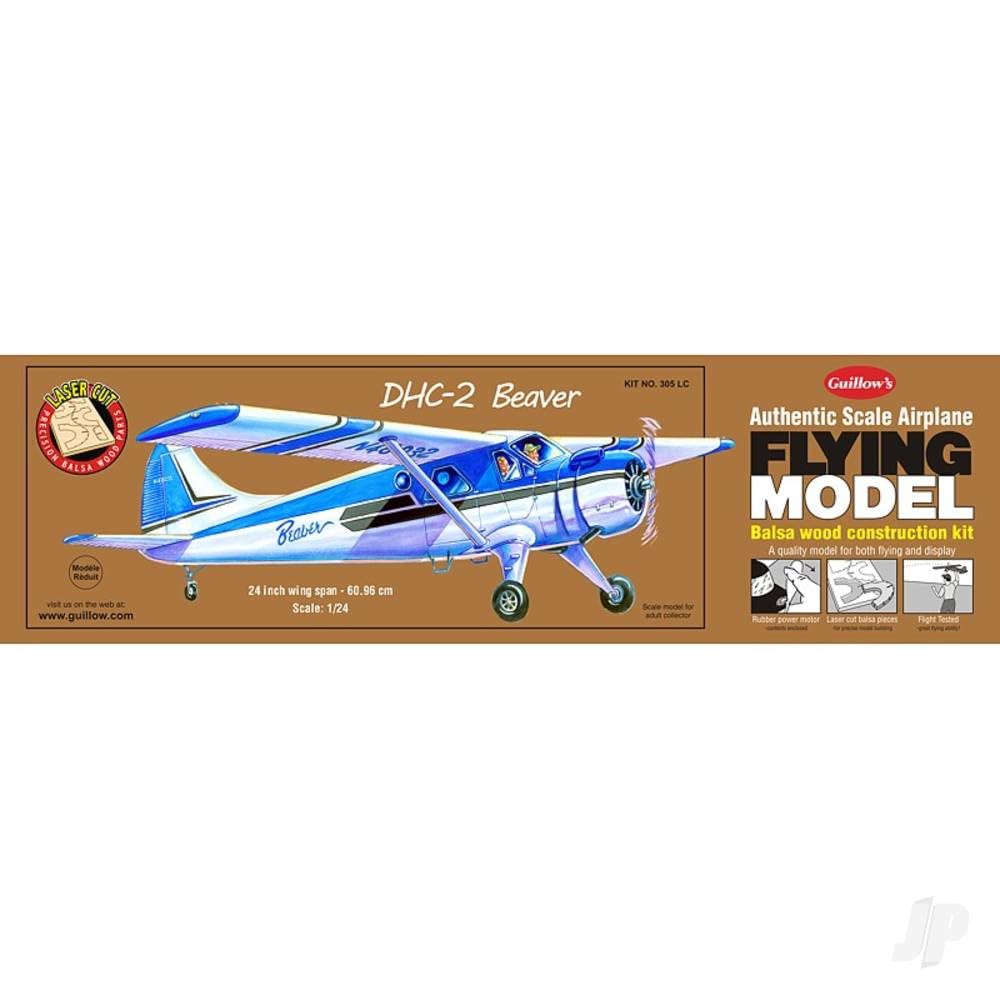 Guillow 305LC DHC-2 Beaver Laser Cut Balsa Model Kit 1/24 24" Wingspan