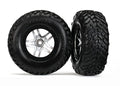Traxxas 6892R Tires/Wheels S1 (SCT Split-Spoke Satin Chrome, Black Beadlock Style