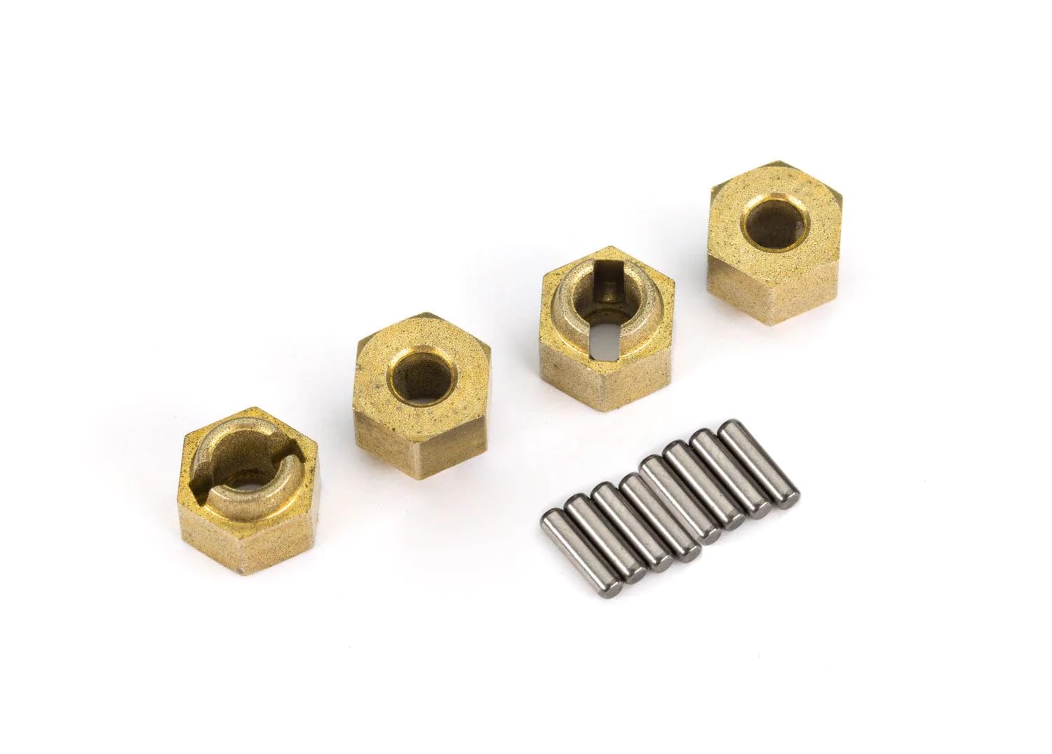 Traxxas 9750X Wheel Hubs, 7mm Hex (Brass) (4)/ Axle Pins (8)