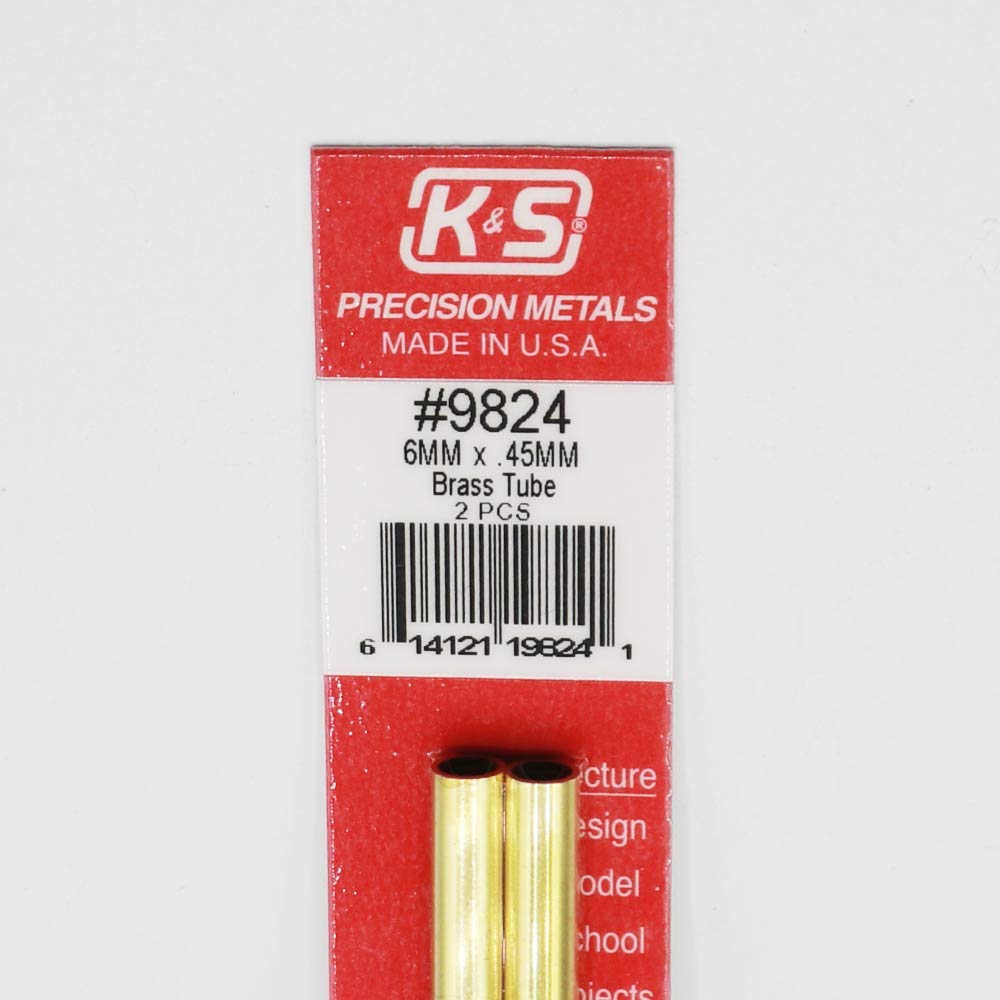 K&S 9821 Round Brass Tube, 3mm OD x 0.45mm Wall x 300mm Long, 4 Pieces, Made in The USA