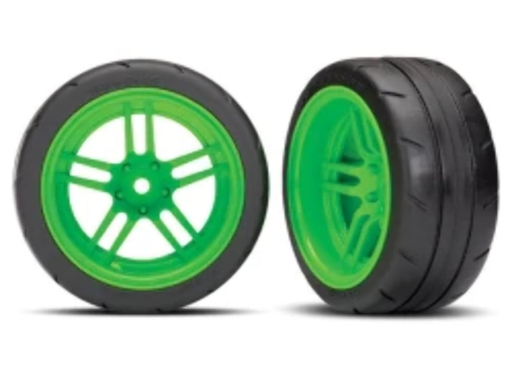 Traxxas 8374G Tires/Wheels (Split-Spoke Green, 1.9' Response Tires) Front
