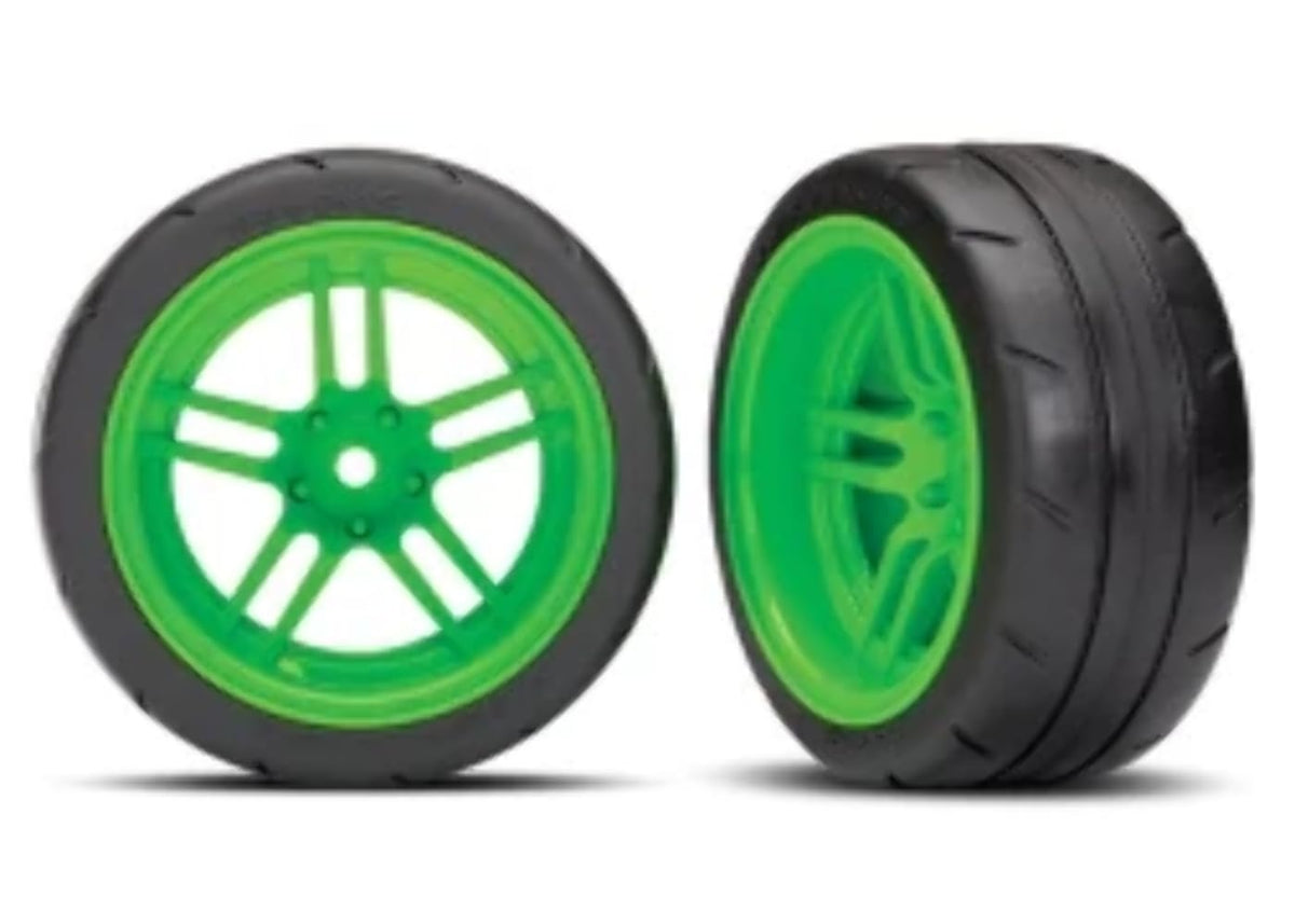 Traxxas 8374G Tires/Wheels (Split-Spoke Green, 1.9' Response Tires) Front