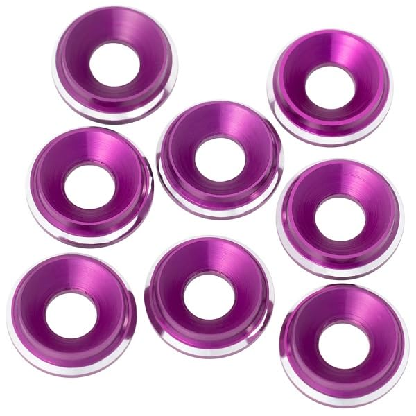 1UP Racing 820319 7075 LowPro Countersunk Washers, M3, Purple Shine, 8pc