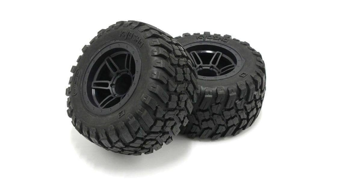 Kyosho FATH501BK Glued Tire & Wheel Set, Black, for RAGE 2.0, 2pcs