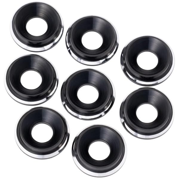 1UP Racing 820019 7075 LowPro Countersunk Washers, M3, Black Shine, 8pcs