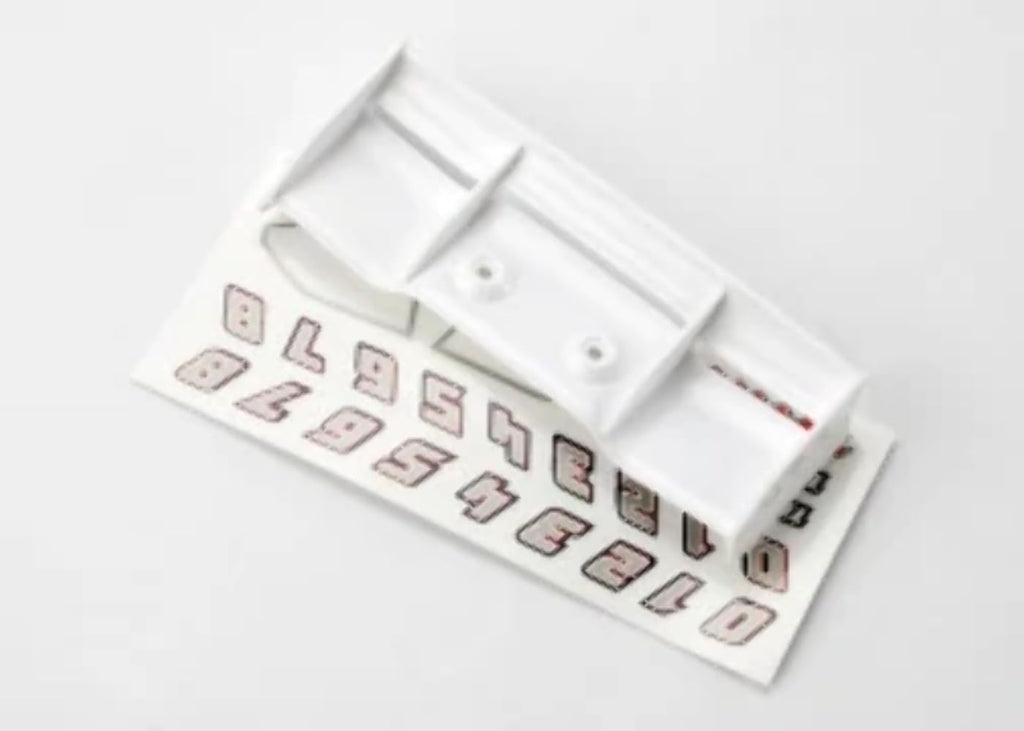 Traxxas 7123 Deck Wing & Decals, White: 1/16 E-Revo VXL & XL-2.5