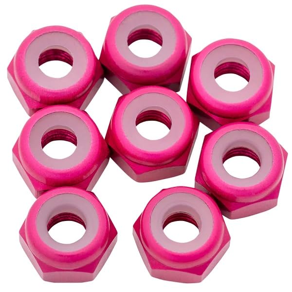 1UP Racing 870402 075 Aluminum Locknuts, M3, Hot Pink, 8pcs