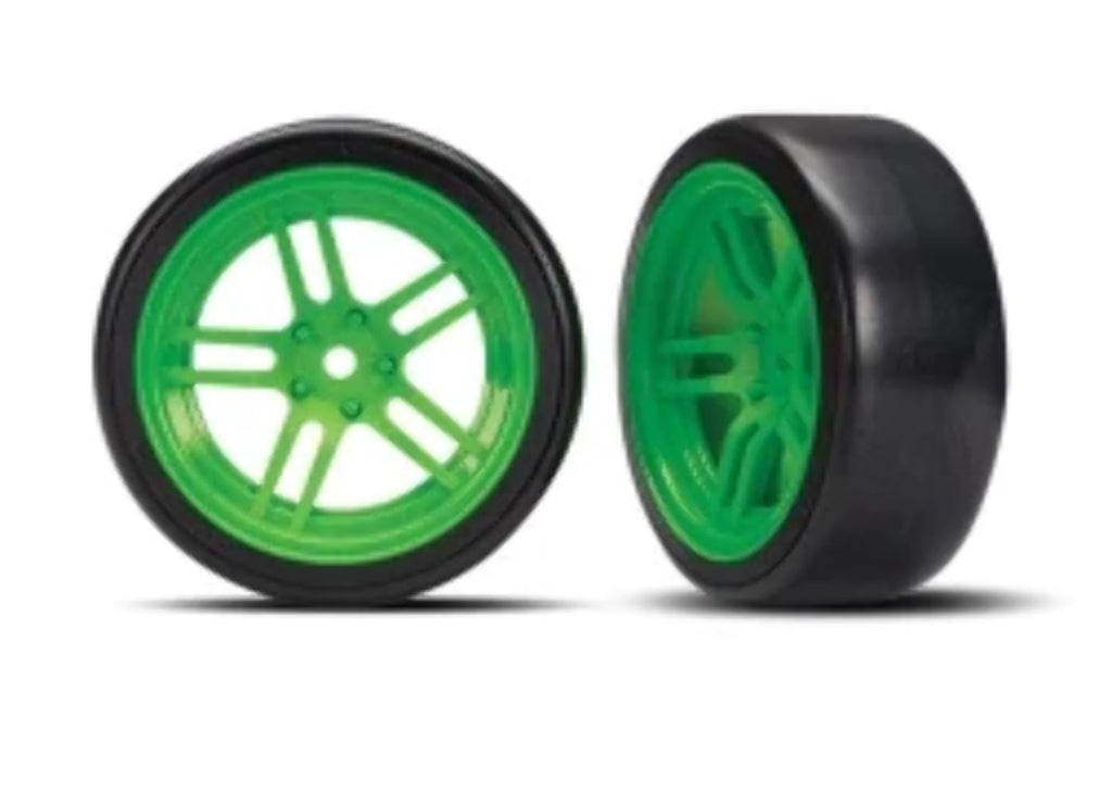 Traxxas 8376G Tires/Wheels (Split-Spoke Green Wheels, 1.9' Response Tires) Front