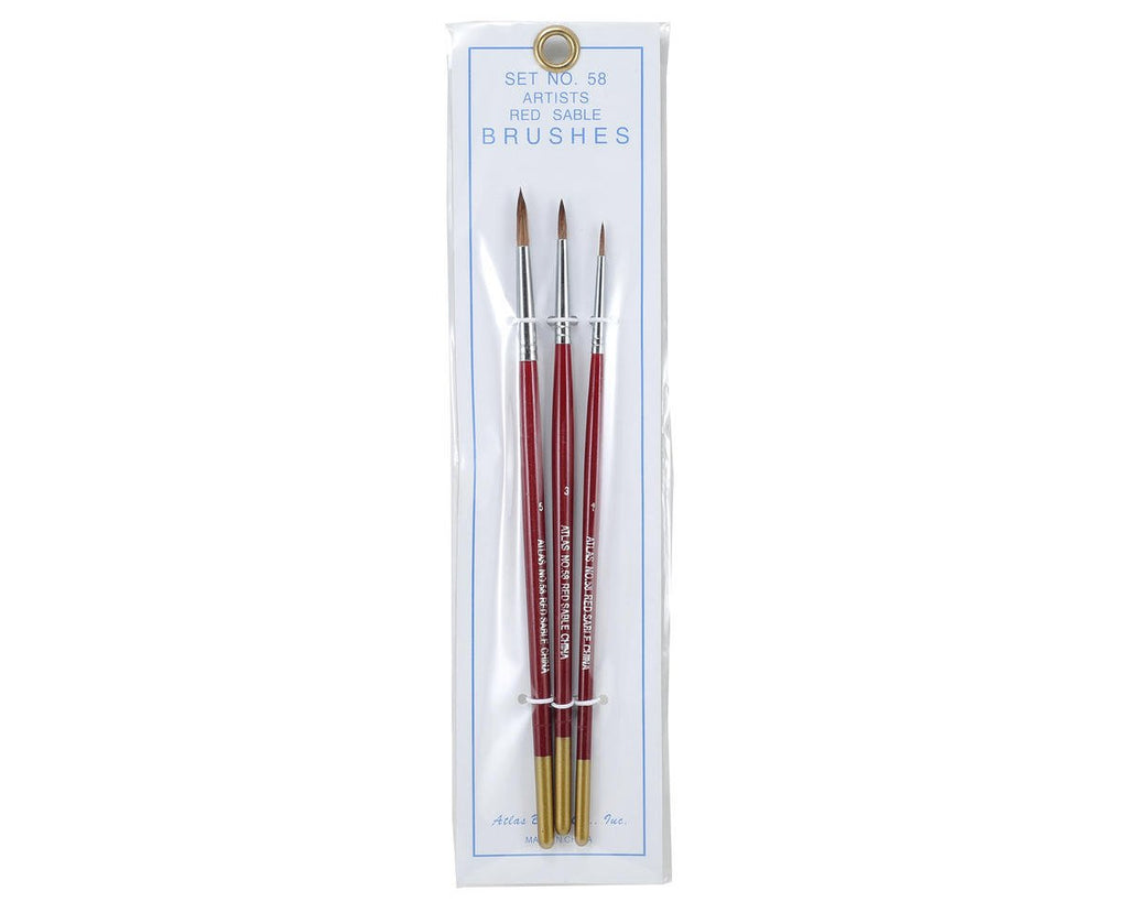Atlas Brush #55: 10/0,0,Flat 1 Taklon Detailing Brushes (3)