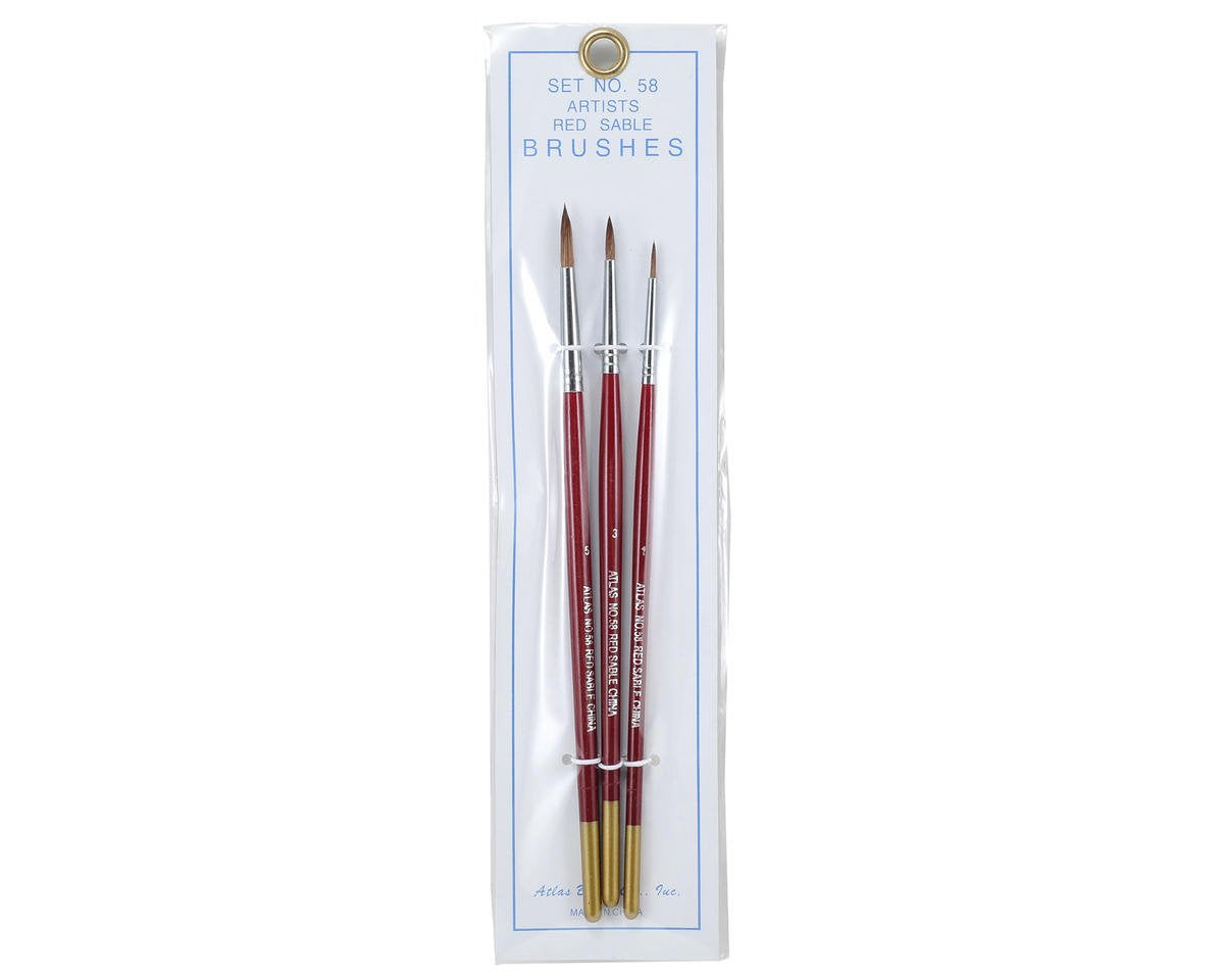 Atlas Brush #55: 10/0,0,Flat 1 Taklon Detailing Brushes (3)
