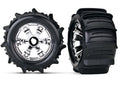 Traxxas 5672 Tires & Wheels,(Geode Chrome Wheels, Paddle Tires, Inserts) (2)