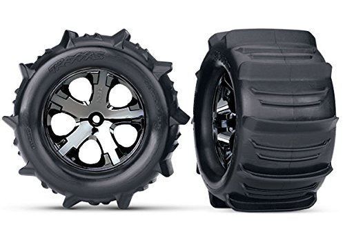 Traxxas 3689 Paddle Tires & All Star Black Chrome Wheels