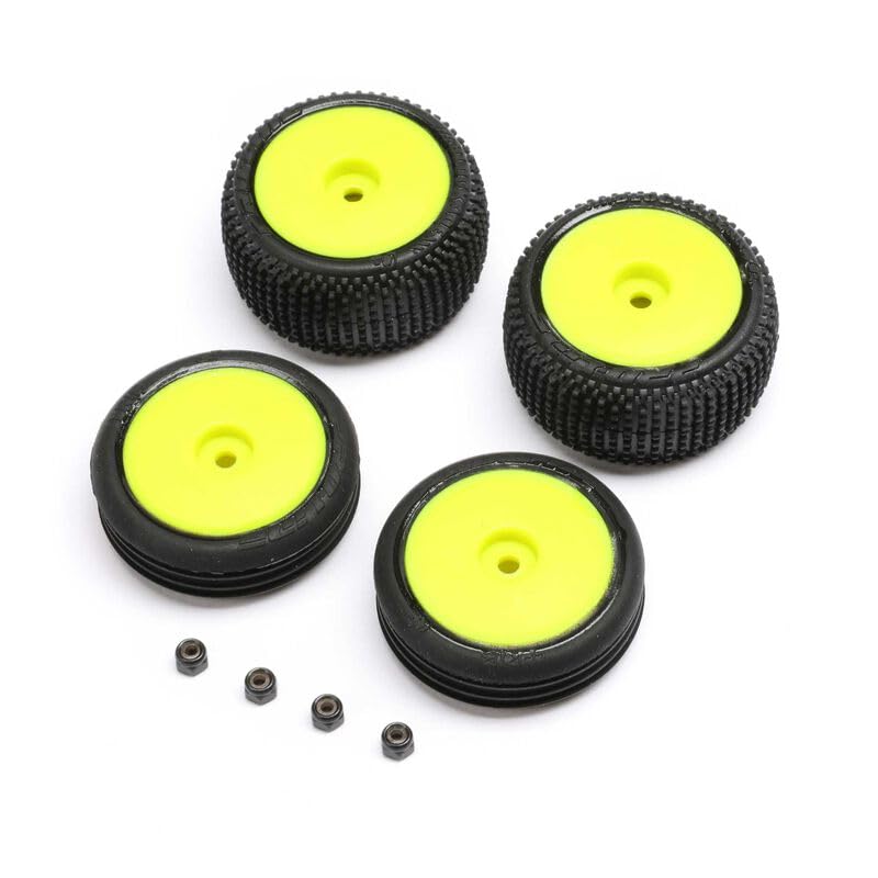 Losi LOS-1762 Tires, Wheels, Yellow, Mounted: Micro-B