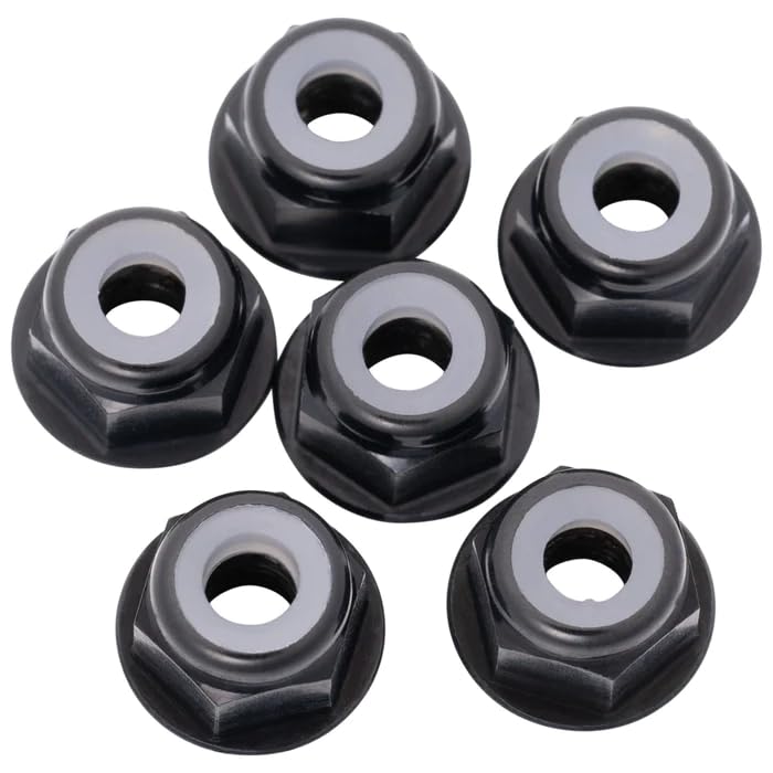 1UP Racing 870003 7075 Aluminum Flanged Locknuts M3, Black, 6pcs