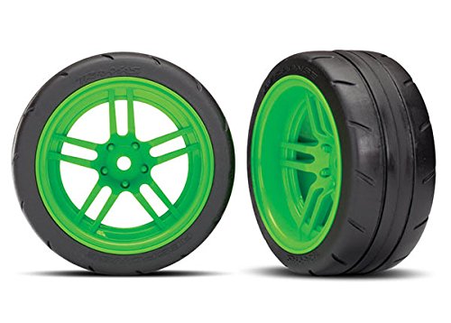 Traxxas 8374G Tires/Wheels (Split-Spoke Green, 1.9' Response Tires) Front
