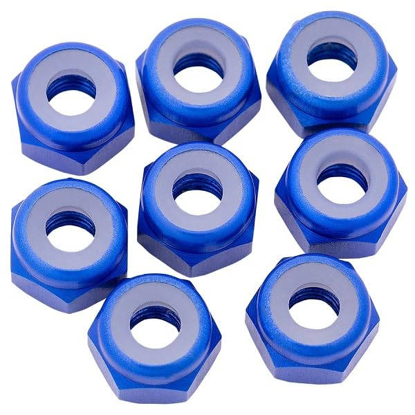 1UP Racing 870102 7075 Aluminum Locknuts, M3, Dark Blue, 8pcs
