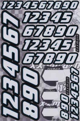XXX Main N002 White Race Numbers Decals