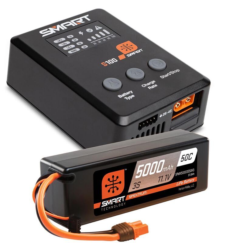 Spektrum X-1033 Smart Powerstage Surface Bundle: 5000mAh 3S 50C LiPo Battery (IC3) / 100W S100 Charger