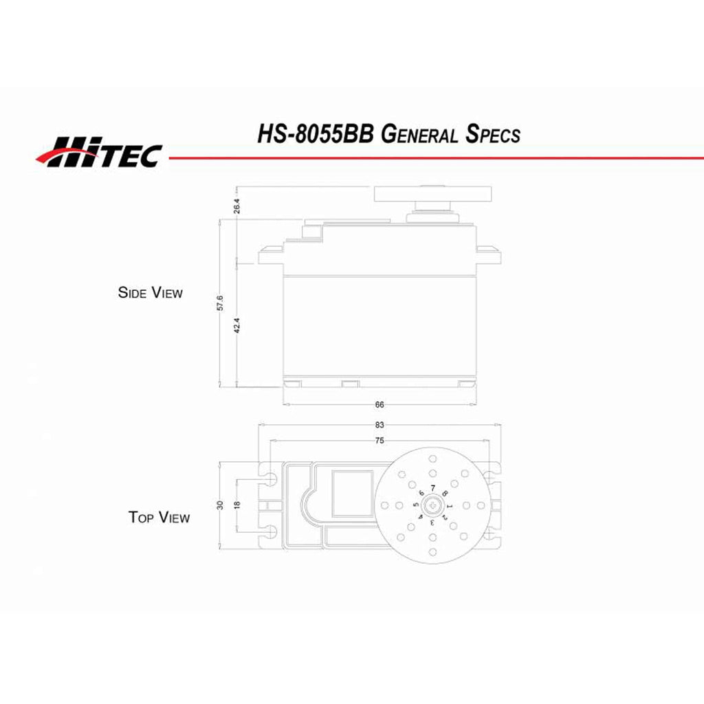 Hi-Tec 31805S Mega 1/4 Scale Servo HS-805BB: Universal, Dual Ball Bearings