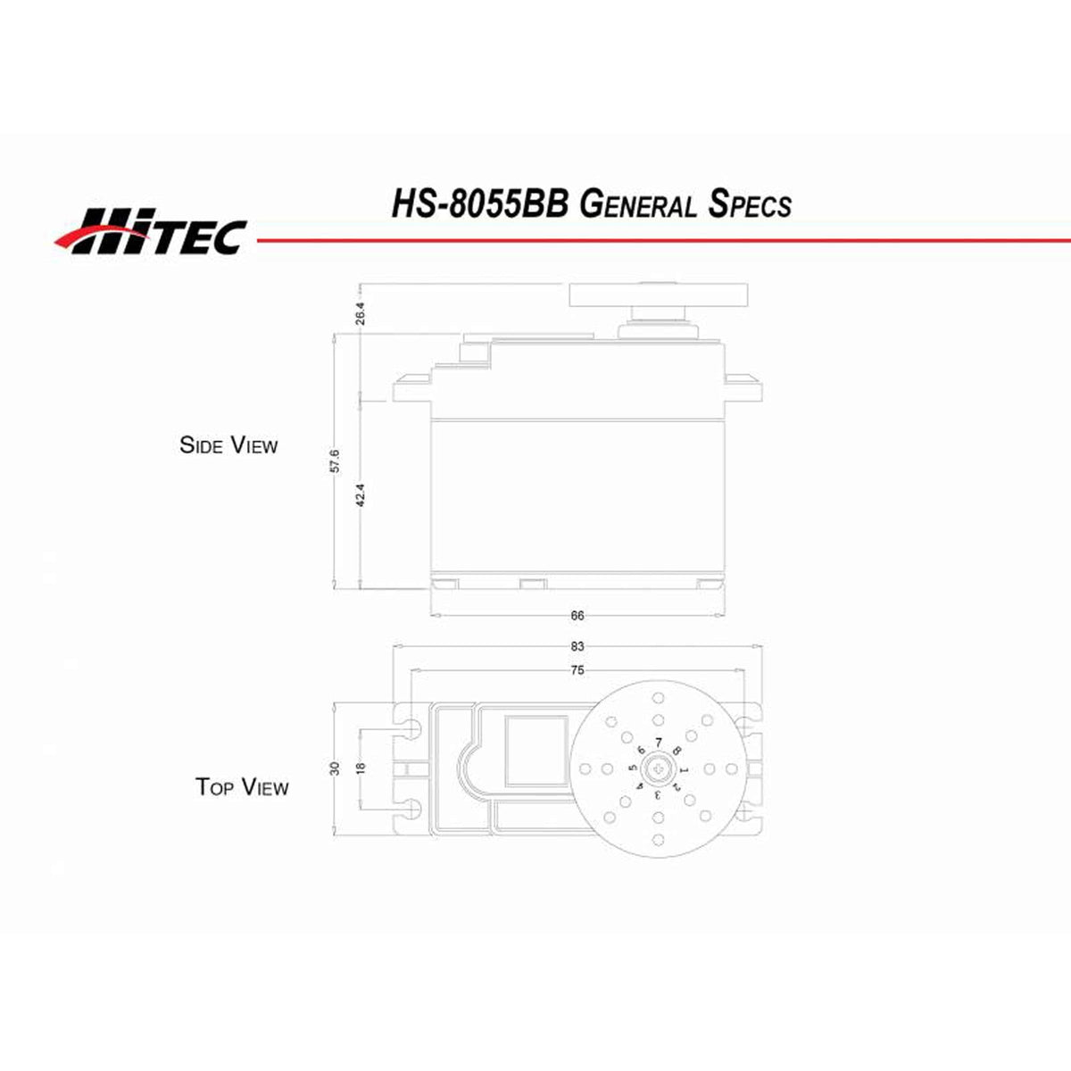 Hi-Tec 31805S Mega 1/4 Scale Servo HS-805BB: Universal, Dual Ball Bearings