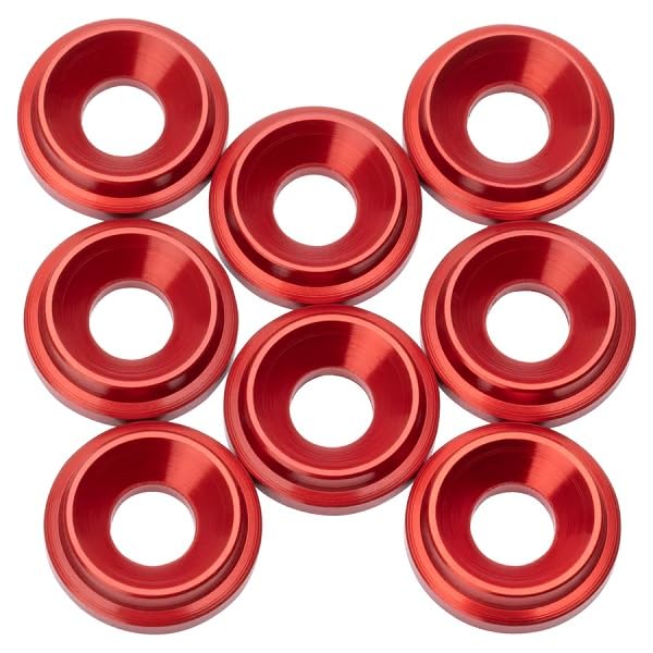 1UP Racing 820509 7075 LowPro Countersunk Washers, M3, Red, 8pcs