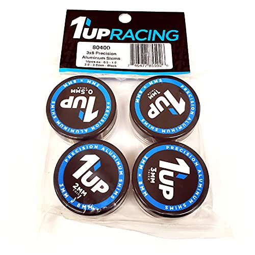 1UP Racing 80403 3x8x1mm Precision Aluminum Shims, Black (10pcs)