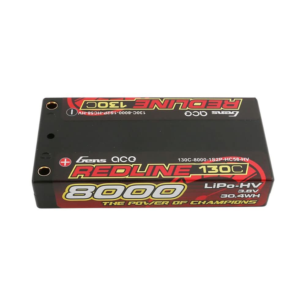 Gens Ace 80001S13D4 3.8V 8000mAh 1S 130C High Voltage Lipo Battery: 4.0mm Bullet
